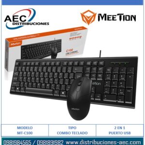 COMBO 2 EN 1 TECLADO Y MOUSE PUERTO USB MT-C100 MEETION