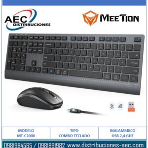COMBO TECLADO Y MOUSE INALÁMBRICO MODO DUAL MT-C2000 MEETION