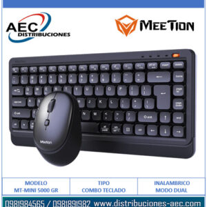 COMBO DE TECLADO Y MOUSE INALÁMBRICO GRIS MT-MINI 5000 MEETION