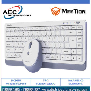 COMBO DE TECLADO Y MOUSE INALÁMBRICO BLANCO MT-MINI 5000 MEETION