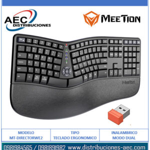 TECLADO ERGONÓMICO INALÁMBRICO DE MODO DUAL MT-DIRECTORWE2 MEETION
