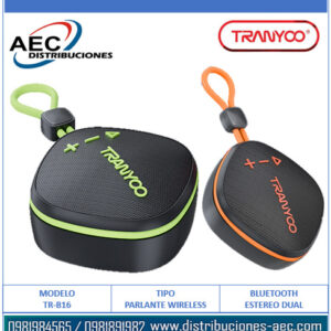 PARLANTE INALÁMBRICO BLUETOOTH PORTÁTIL TRANYOO TR-B16 COLORES