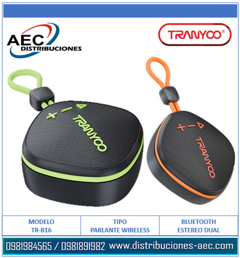 PARLANTE INALÁMBRICO BLUETOOTH PORTÁTIL TRANYOO TR-B16 COLORES