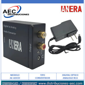 CONVERTIDOR DE AUDIO DIGITAL ÓPTICO A ANÁLOGO RCA AUXILIAR