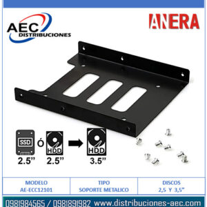 SOPORTE DE METAL ADAPTADOR PARA DISCO DURO DE 2.5 Y 3.5" SSD -  HDD