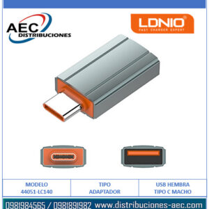 MINI ADAPTADOR LDNIO USB HEMBRA A TIPO C MACHO LC140