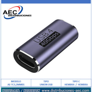 ADAPTADOR UNION USB C HEMBRA A HEMBRA 40GBPS 8K / 60HZ