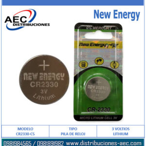 PILA DE RELOJ TIPO MONEDA O BOTÓN CR2330 NEW ENERGY
