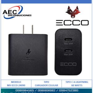 CARGADOR ECCO TURBO 60W / EC60 / INCLUYE CABLE TIPO C A IPHONE