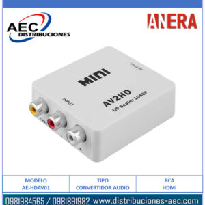 CONVERTIDOR DE AUDIO Y VIDEO RCA A HDMI HEMBRA