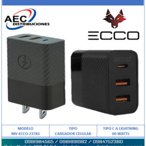 CARGADOR ECCO TURBO 45W / EC45 / INCLUYE CABLE TIPO C A IPHONE