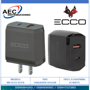 CARGADOR ECCO TURBO 25W / EC25 / INCLUYE CABLE TIPO C A IPHONE
