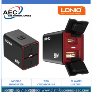 CARGADOR LDNIO C108 PARA MOTO 60 WATTS CARGA RÁPIDA IMPERMEABLE