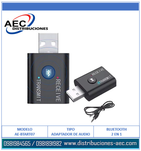 ADAPTADOR DE AUDIO BLUETOOTH 2 EN 1 TRANSMISOR Y RECEPTOR - Imagen 2