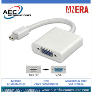 CABLE CONVERTIDOR MINI DISPLAY PORT A VGA HEMBRA 20CM ANERA