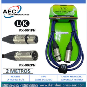 CABLE EXTENSIÓN DE AUDIO CANON XLR MACHO A HEMBRA 2 METROS COLOR AZUL
