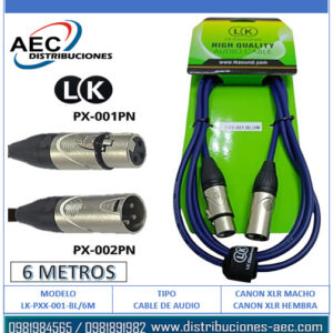 CABLE EXTENSIÓN DE AUDIO CANON XLR MACHO A HEMBRA 6 METROS COLOR AZUL