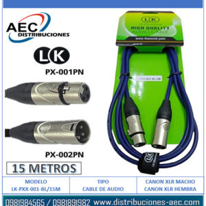 CABLE EXTENSIÓN DE AUDIO CANON XLR MACHO A HEMBRA 15 METROS COLOR AZUL