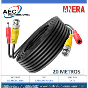CABLE EXTENSIÓN DE PODER PARA CÁMARAS DE SEGURIDAD CCTV 20 METROS