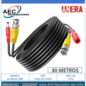 CABLE EXTENSIÓN DE PODER PARA CÁMARAS DE SEGURIDAD CCTV 30 METROS