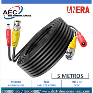 CABLE EXTENSIÓN DE PODER PARA CÁMARAS DE SEGURIDAD CCTV 5 METROS