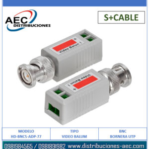 VIDEO BALUN PASIVO HD 5MP DE BNC A UTP BORNERA