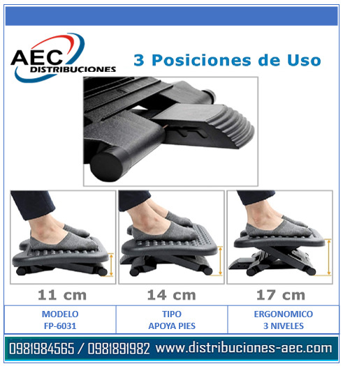 APOYA PIES ERGONÓMICO ALTURA AJUSTABLE 3 NIVELES - Imagen 3