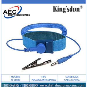 BANDA ANTIESTATICA CON CABLE TIPO RESORTE Y LAGARTO A TIERRA KINGSDUM
