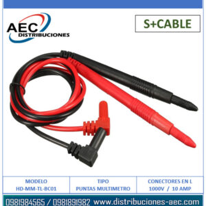 CABLE PUNTAS DE PRUEBA PARA MULTÍMETRO TIPO AGUJA 1000V / 10AMP CALIDAD