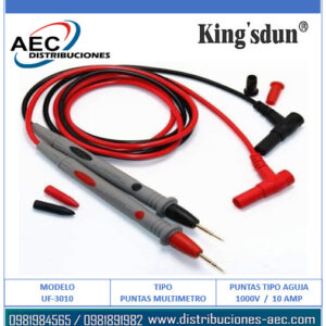 CABLE PUNTAS DE PRUEBA PARA MULTÍMETRO TIPO AGUJA 1000V / 10AMP KINGSDUN