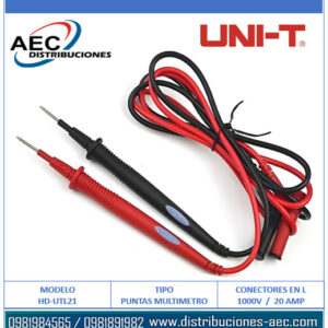 CABLE PUNTAS DE PRUEBA PARA MULTÍMETRO TIPO AGUJA 1000V / 20AMP UNI-T