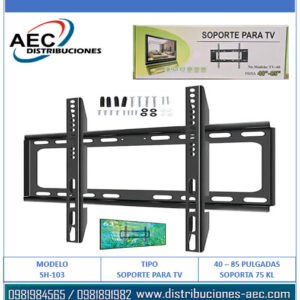 SOPORTE DE PARED FIJO PARA TV LED DE 40 A 85 PULGADAS SOPORTA HASTA 75 KLG