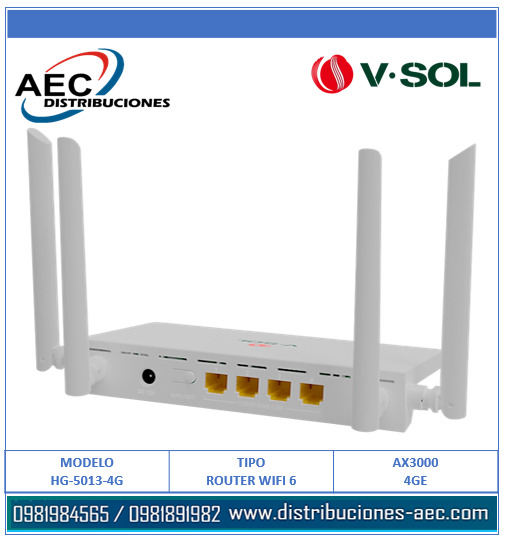 ROUTER INALAMBRICO WIFI 6 AX3000 4GE V-SOL - Imagen 4