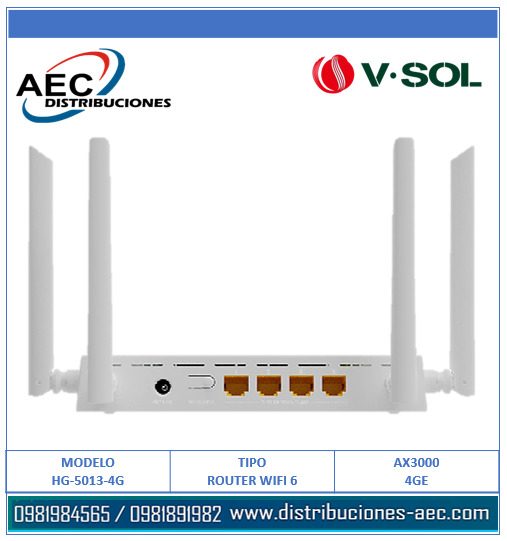 ROUTER INALAMBRICO WIFI 6 AX3000 4GE V-SOL - Imagen 2