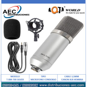 MICRÓFONO PROFESIONAL CON CONDENSADOR PARA STUDIO UNIDIRECCIONAL BM-700