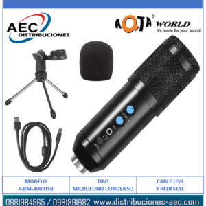 MICRÓFONO PROFESIONAL CON CONDENSADOR PARA STUDIO UNIDIRECCIONAL CABLE USB BM-800 USB