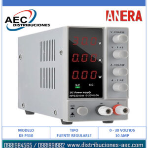 FUENTE DE ALIMENTACIÓN REGULABLE CONMUTADA UNIVERSAL 0-30 VOLTIOS 10 AMP