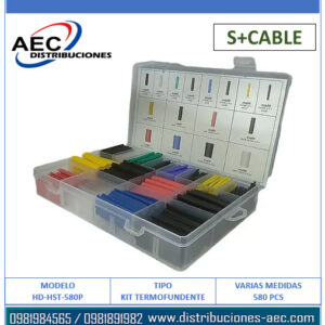 KIT TUBOS TERMOENCOGIBLES PREMIUN 580 PCS VARIADAS EN CAJA