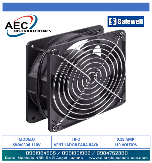 VENTILADOR METÁLICO PARA RACK O GABINETE 110 VOLTIOS 0.19AMP 12X12X3.8CM - Imagen 2