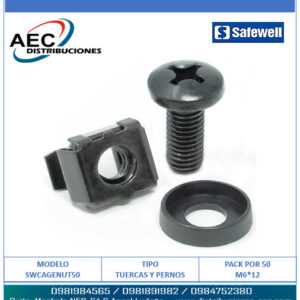 KIT DE TUERCAS Y TORNILLOS DE JAULA M6 PARA MONTAJE EN RACK POR 50 PCS