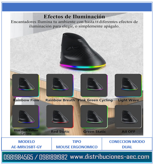MOUSE ERGONÓMICO INALÁMBRICO RECARGABLE 7 BOTONES DPI AJUSTABLE CONECCION MODO DUAL 2.4G Y BLUETHOOTH COLOR GRIS - Imagen 4