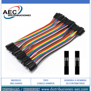 CABLES JAMPER PARA PROTOBOARD HEMBRA A HEMBRA 20 CENTÍMETROS KIT X 40 PCS COLORES