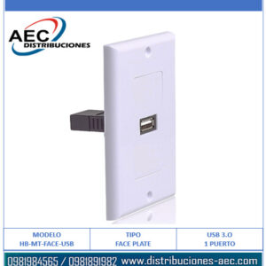 FACE PLATE PUERTO USB 3.0 HEMBRA A HEMBRA BLANCA