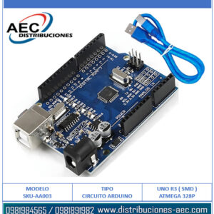 PLACA DE CIRCUITO ARDUINO UNO R3 ATMEGA 328P ( SMD ) + CABLE USB