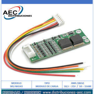 MODULO DE CARGA BMS BATERIA 18650 5 SERIES 18.5V 21V 10AMP A 15AMP