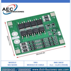 MODULO DE CARGA BMS BATERIA 18650 3 SERIES 11.1V 12.6V (UV638)