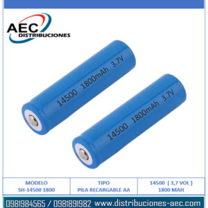 PILA RECARGABLE 14500 ( AA ) 3.7 VOLTIOS 1800MAH COLOR AZUL