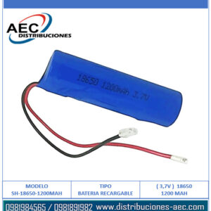 BATERÍA RECARGABLE 18650 3.7V 1200MAH AZUL CON CABLE