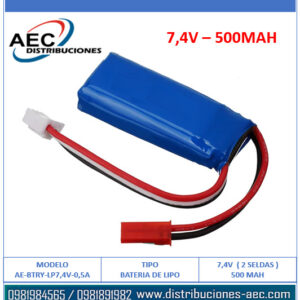 BATERIA DE LIPO RECARGABLE 7.4V 500MAH 2S 35C ( 15X20X38MM )