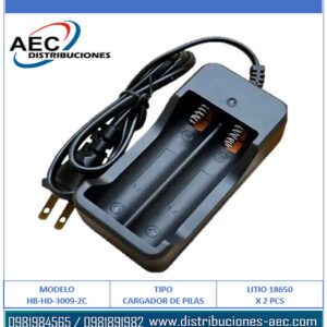 CARGADOR PARA PILAS 18650 X 2 CONECCION 110V LUZ LED